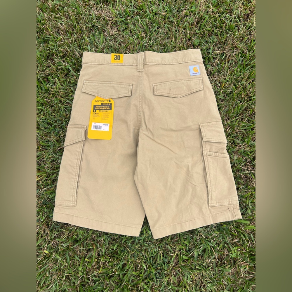 Carhartt Men's Rugged Flex Relaxed Fit Canvas Cargo Work Shorts Khaki Size 30 - Picture 3 of 5